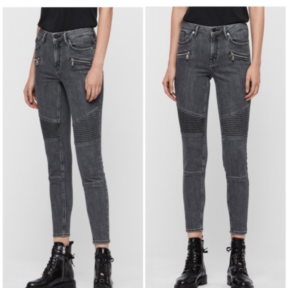 ALLSAINTS Grace Biker Cropped Mid-Rise Skinny Jeans